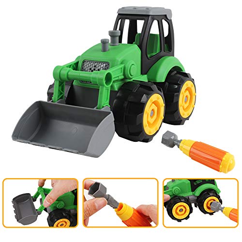 deAO 28-teiliges Bauernhof Spielset mit DIY-auseinanderziehbarem Traktor und Anhängern, manuellem Schraubendreher… – Bild 8