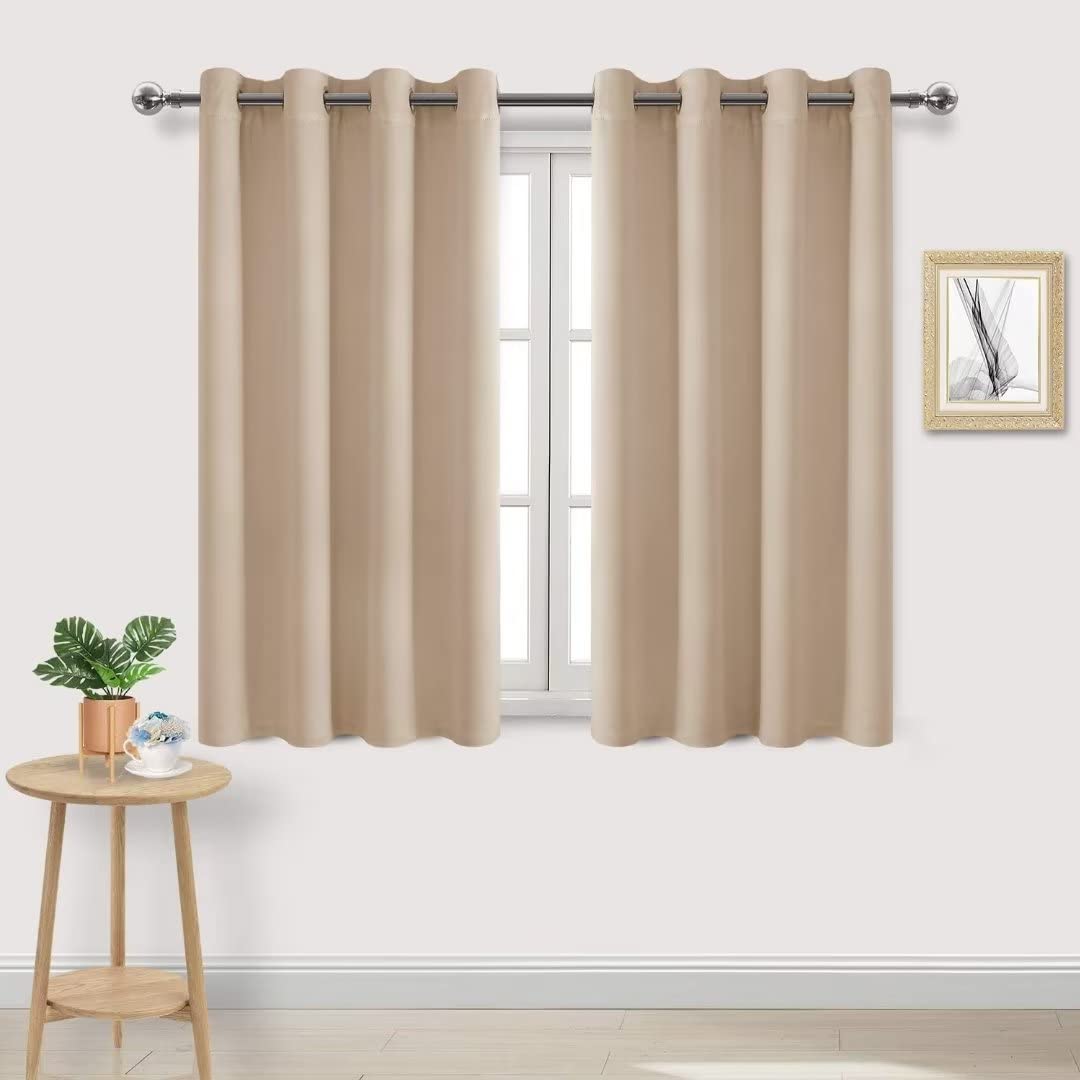 DWCN Blackout Curtains for Bedroom and Living Room - Eyelet Window Treatments - Beige Nursery Curtains - 52 x 54 Inch 2 Panels — image 1