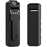 LVQ 1080P Mini Body Camera Video Recorder, Small Pocket Body Born Cam Wearable Camcorder, Personal Protable Camera with Clip & Night Vision for Home, Office, Security, Work Records (No WiFi No App)