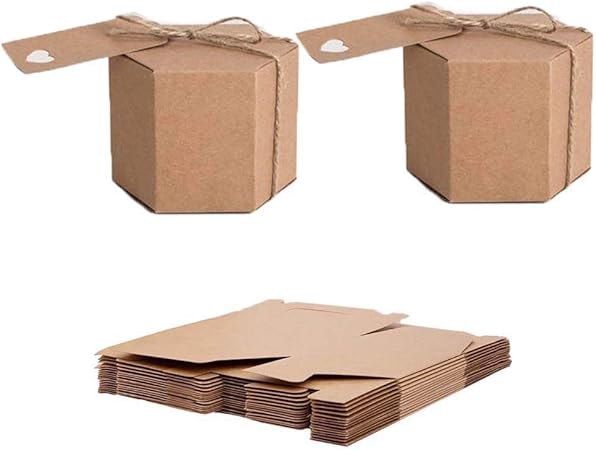 Caja de Papel Kraft, 50 Piezas Cajas de Regalo Kraft, Cajas de Regalo Kraft Vintage, con