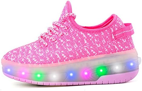 edv0d2v266 USB Charging LED Light up Roller Skate Shoes Double Wheel Flashing Sneakers for Boys Girls Kids