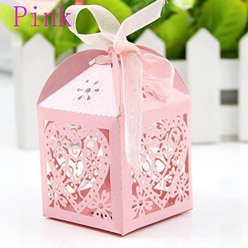 Lonngzhuan 10pcs Kids Baby Shower Wedding Favor Candy Box Love Heart Chocolate Bag Hollow