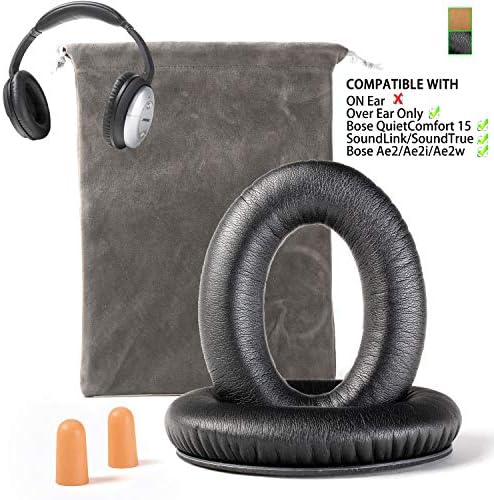 EARSUN Replacement for Bose QC15 Headphone Ear Pads Cushion Muffs Compatible with QuietComfort 15, QC2, Ae2, Ae2i, Ae2w, SoundLink & SoundTrue (Over Eear ONLY), Black