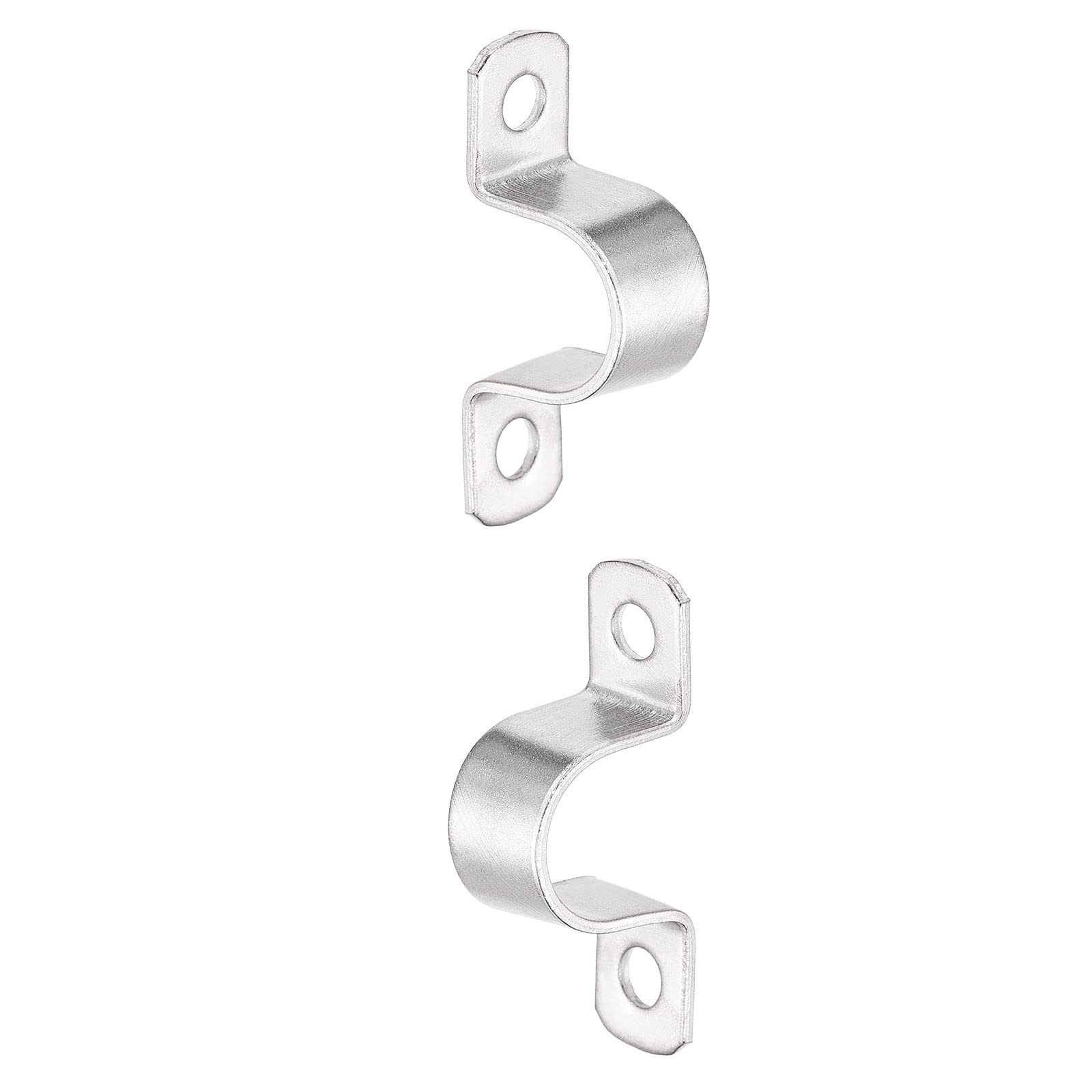 DTGN 19mm(W) Two Hole Strap - 2Pack - Good for Industrial 25mm Dia Pipe Fixing - 304 Stainless Steel Rigid Pipe Strap Clamp - Silver Tone — image 1