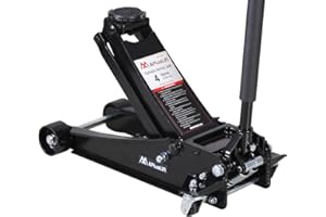 APlusLift FE400B 4 Ton Lower Profile Steel Racing Floor Jack with Dual Pistons Quick Lift Pump for Sport Utility Vehicle, Lifting Range 3-15/16"-21", Black…