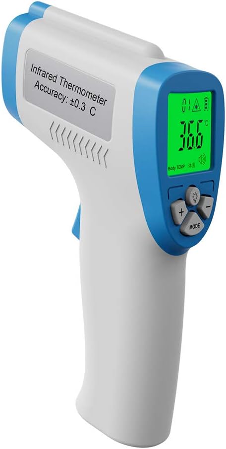 Non Contact Baby Forehead Thermometer Gun Ear Digital Laser Temperature Multi-Functional Thermometer Screen Display Adjustable Emissivity with Fever Alarm (Blue-1)