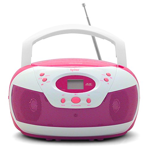 Tyler-Portable-Neon-Pink-Stereo-CD-Player-with-AMFM-Radio-and-Aux-Headphone-Jack-Line-In-TAU105-NPK