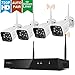 [6 LEDs & Wider FOV] xmartO Auto-Pair Wireless Security Camera System Outdoor, 4 Channel 1080p FHD NVR, 4pcs 720p HD WiFi Cameras with Audio Compatible, 100ft IR Night Vision, Dream Liner WiFi Relay