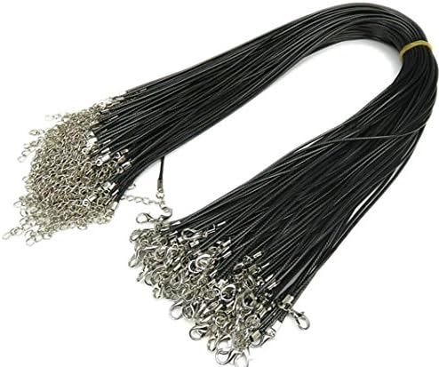 24'' Black 2.0mm Braided Imitation Leather Cord Rope Necklace Chain with Lobster Claw Clasp 20Pcs