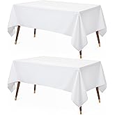 Utopia Kitchen Rectangle Table Cloth 2 Pack [60x120 Inches, White] Tablecloth Machine Washable Fabric Polyester Table Cover for Dining, Buffet Parties, Picnic, Events, Weddings and Restaurants