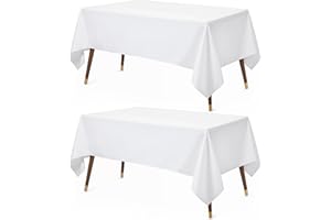 Utopia Kitchen White Rectangle Table Cloth 2 Pack [60x102 Inches] Nappe de Table Rectangulaire Machine Washable Polyester Tab