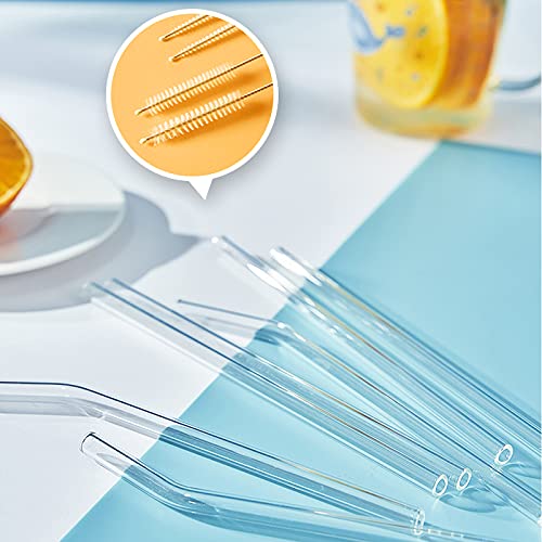 Glas Strohhalms Wiederverwendbar Set,6 Lange Geraden Strohhalm Glas,6 Gebogenem Glas Trinkhalm mit 4 Reinigungsbürsten… – Bild 6