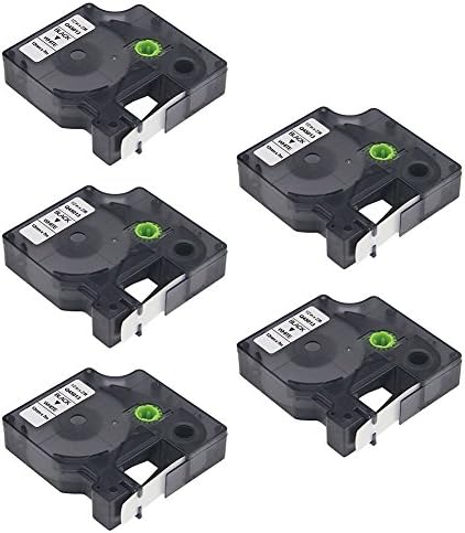 5 Pack DYMO D1 Label Tape Replace D1 45013 S0720530 Labeling Tape Compatible for Dymo LabelManager 260P, LabelManager 160, Black Print on White, 1/2'' W x 23' L, ANMO