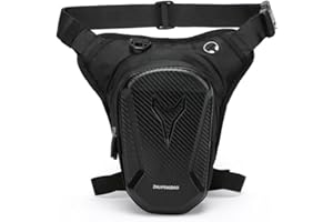 Motorcycle Leg Bag with Headphone Jack, Adjustable Shoulder Strap And Double Zipper Compartment, Waterproof EVA Outdoor Ridin