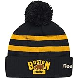 Reebok Men's 2016 NHL Winter Classic Boston Bruins Black/Gold Pom Knit Hat