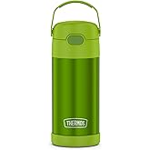 THERMOS FUNTAINER Water Bottle with Straw - 12 Ounce - Kids Stainless Steel Vacuum Insulated Water Bottle with Lid, Lime