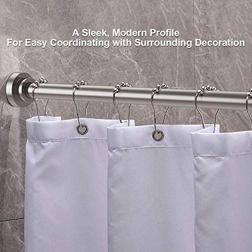Allrier Tension Shower Curtain Rod - Never Rust Never Collapse Adjustable Spring Curtain Rod for Bathroom, Kitchen, Wardrobe, Closet, Doorway, No Drilling Stainless Steel Curtain Rod, 41-74" Chrome
