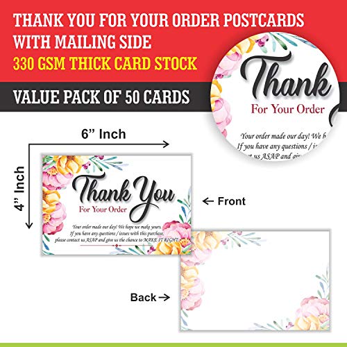 Thank You for Your Order Purchase Cards (Pack of 50) 4x6 Large