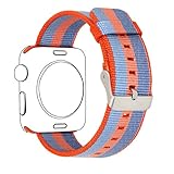 Yichan Woven Nylon Fabric Wrist Strap Replacement Band with Classic Square Stainless Steel Buckle for Apple iWatch Series 1 / 2 / 3,Sport & Edition,42mm,Orange