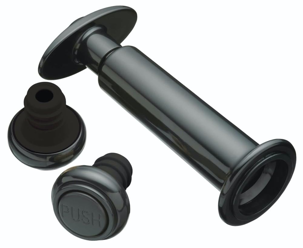 BarCraft Wine Vacuum Pump and Bottle Stoppers Set in Gift Box, 3 Pieces, Black