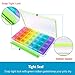 Motech Moisture Resistant 7-Day 28-Cell Pill Organizer Weekly Daily Rainbow Colored Large Medicine Planner Box for Vitamins Fish Oil Supplements Prescription Medication