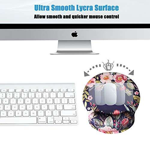 Ergonomic Mouse Pad with Wrist Support,Dooke Cute Wrist Pad with Non-Slip Rubber Base for Computer, Laptop, Home Office Gaming, Working, Easy Typing & Pain Relief Flower