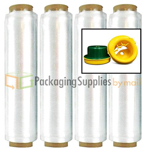Advanced Pre-Stretch Wrap Film w/ Folded Edge 15" x 1476', 12 mic 16 Rolls with Free Dispenser