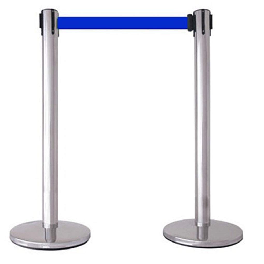 FlexiBarrier 2X Set Retractable Crowd Control Barriers Queue Barrier Belt Stanchion Safety Barriers Security Pole Posts Silver Finish with 2m Belt - Barrier Stable Solid Base for Museum, Cinema, Etc