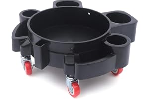 BEUIOSLYR Professional Detailing Bucket Dolly, 5 Gallon Bucket Dolly Car Wash Heavy Duty Chemical Guys Bucket with 360° Wheel Casters-2 Locking Brake Wheel, 220-331LBS, Black