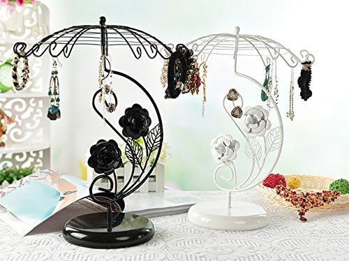 Jewelry Organizer, Umbrella Shelf Bracelet Necklace Earrings and Accessories Hanging Display Tree Rack Ring Nail polish Lipstick Tray Holder Tower for Home Use or Jewelry Store Displays Black