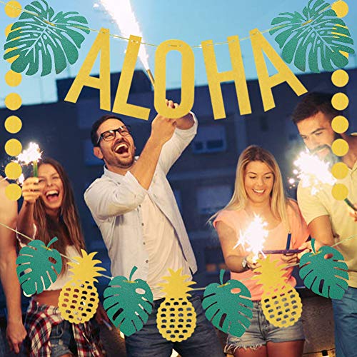 Aloha Banner Hawaiian Luau Party Decorations for Birthday Luau Beach Summer Party Decoration Supplies