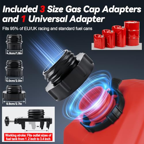 SYNJAUPO Electric Fuel Transfer Pump with Automatic Stop Sensor | 12V, 3.2GPM (12L/min), with 4 Adapters, 28 mm Pump Head, Powered by Batteries and USB, for Petrol, Diesel and Water