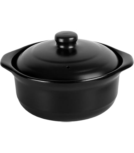 Amazon.com: 3.4 Quart Black Ceramic Clay Pot for Cooking with Lid
