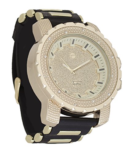 Techno Pave Fashion Jewelry Gift Set: Gold Plated Watch Extra