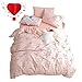 BuLuTu Cotton Flamingo Twin Duvet Cover Pink for Girls Women,Cute 3 Pieces Kids Bedding Sets Zipper Closure with Ties,Flamingo Duvet Cover Set,Lightweight,No Comforter