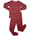 Leveret Striped 2 Piece Pajama Set 100% Cotton,Red/Gray,4 Years