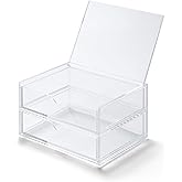 MUJI Acrylic Stackable 2 Drawer Sorage Case with Lid, Small, 17.5 cm Width x 13 cm Depth x 9.5 cm Height
