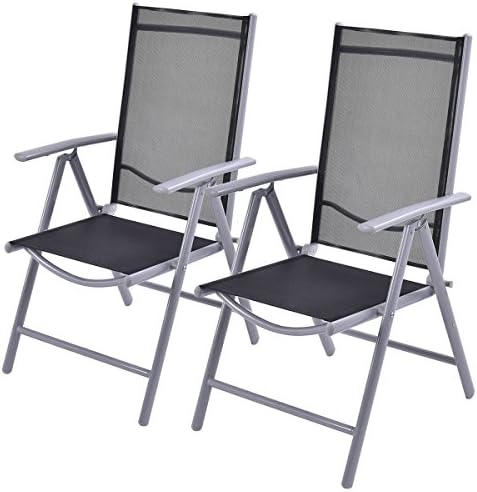 Patio Folding Chairs Set of 2 Adjustable Reclining Indoor Outdoor Garden Pool