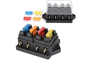 4 Way Blade Fuse Box Holder Block Auto Car Van Marine Motorcycle Boat Universal Metal Fuse Box for Standard Blade Fuses ATO H