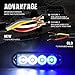 Xprite White & Blue 4 LED 4 Watt Emergency Vehicle Waterproof Surface Mount Deck Dash Grille Strobe Light Warning Police Light Head with Clear Lens - 2 Pack