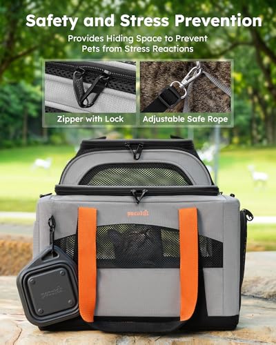 pecute Trasportino Gatto Estensibile e Pieghevole, Trasportino per Gatti e Cani Piccola Taglia fino a 6kg, Borsa da Trasporto Haustier Robusta e Leggera con Amaca e Ciotola, Ideale per Viaggi e Auto | Trasportino per gatti, leggero, pieghevole, per gatti e cani di piccola taglia, stabile, grande spazio