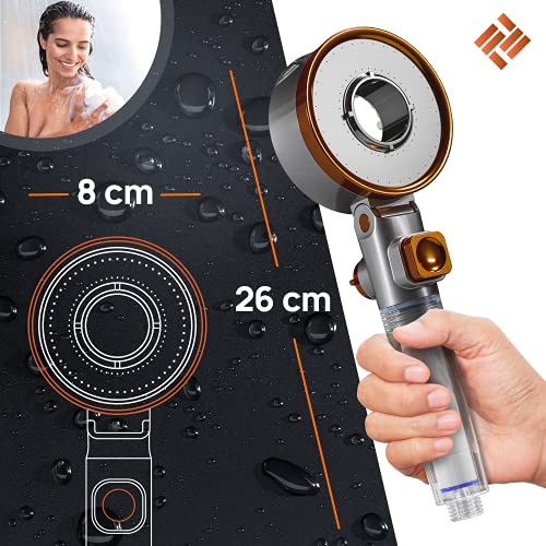 POWERLAP® Shower Head with Filter & Mounting Tool | PP (polypropylene) Cotton Filter Shower Head for Purified & Softer Water | Booster Mode for Perfect Water Pressure in Your Shower
