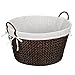 Household Essentials Round Wicker Laundry Basket with Handles, Whimsical Water Hyacinth Basket, Supportive Metal Frame, Removable Polyester Liner, Handwoven, Well-Structured and Versatile, Brown