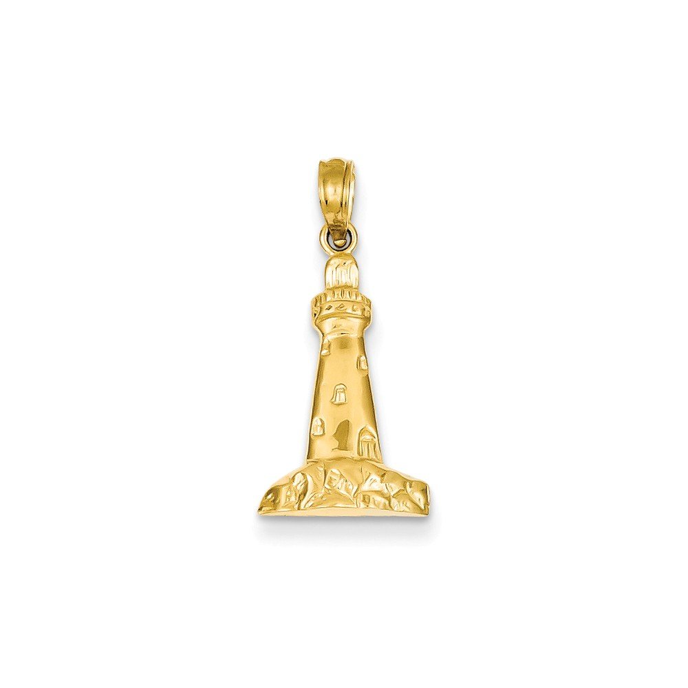14K Yellow Gold Lighthouse Charm 
