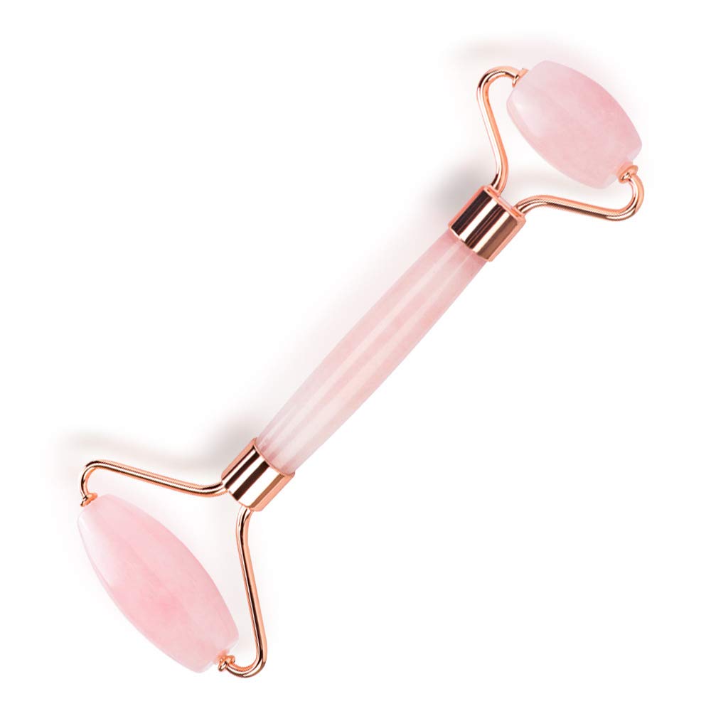 Jade Face Roller, Anti Aging Facial Roller Massager, 100% Real Natural Stone, Beauty Tools for Skin Care/Eye Puffiness/Neck Tightening/Body, Rose Quartz Roller for Wrinkles and Slimming
