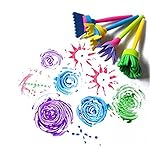 FULLIN Sponge Paint Brush 4Pcs Craft Painting Brushes Sponge Rollers Painters Handle Kit Rotating Brush Children's EVA DIY Painting Doodle Drawing Toy