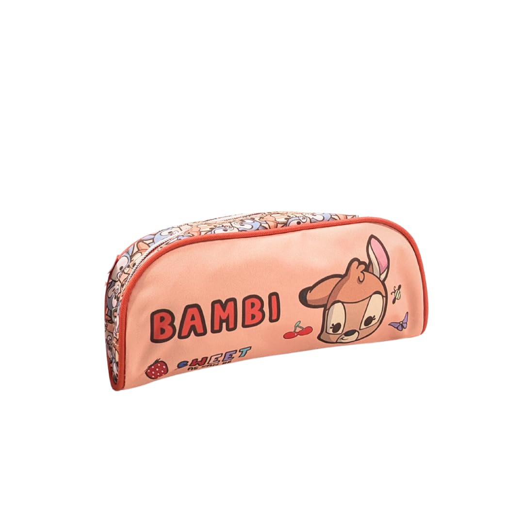 mybagstory - Girl's Bambi/Pampan Pencil Case – Red/Peach – Children's – School – Kindergarten – Daycare – Primary – Girl's Pencil Case – Gift Idea – Pencil Case – 24.5 cm, Red/Peach - Bambi - Pencil
