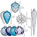 Valery Madelyn 10ct Winter Wishes Glass Christmas Ball Ornaments Silver and Blue,Themed with Tree Skirt(Not Included)