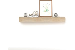 POPRHINO Fireplace Mantel Shelve, Solid Wood Baked Finish Wall-Mounted Floating Shelf for Over Fireplace, Handcrafted Floating Fireplace Mantels with Wooden Bracket, 60 x 8 x 6 Inches