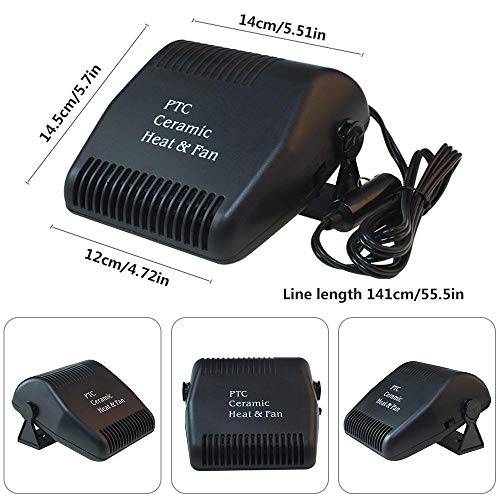 Lesgos 12V Portable Car Heater, 150W 2 in 1 Vehicle Windshield Defogger Defrostere, 30s Fast Heating Auto Ceramic Heater Cooling Fan Plug in Cigarette Lighter for Automobile Trucks RV SUV